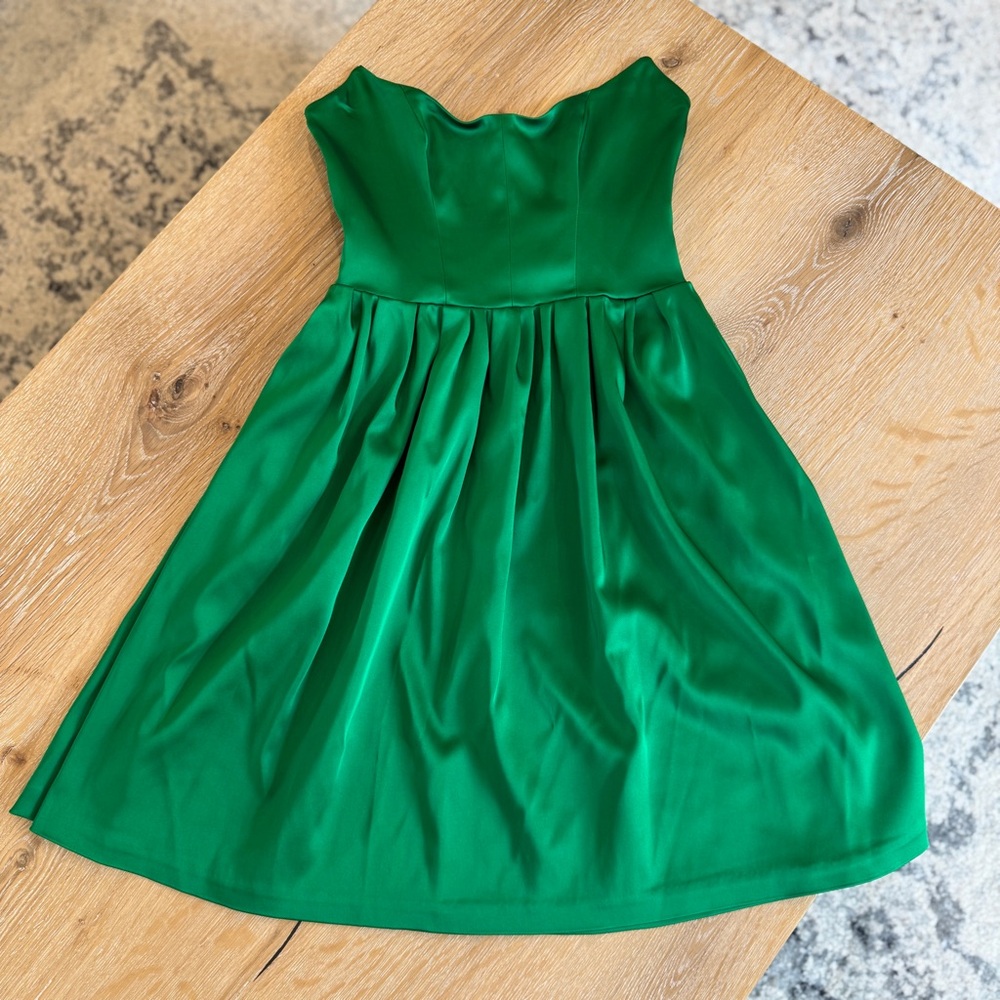 Amanda Uprichard emerald green strapless Addie A line mini dress size small NEW